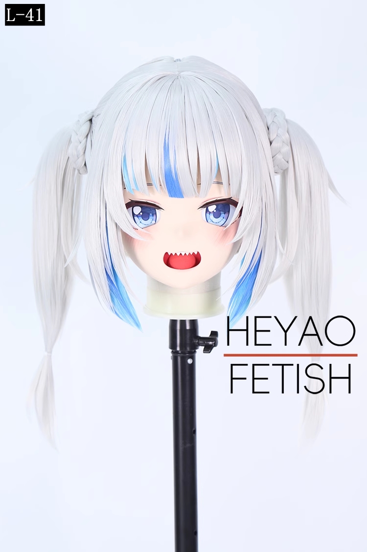 二次元美少女　フルヘッド着ぐるみマスク(L-41~L-50)　ウィッグときぐるみの一体型・後ろファスナーで着脱　高品質樹脂製　サイズオーダーメイド　ウィッグ付き全頭面　KIGURUMI変身　他のキャラクターもオーダーメイド可能　河妖工房製品　正規品保証　全国送料無料-1