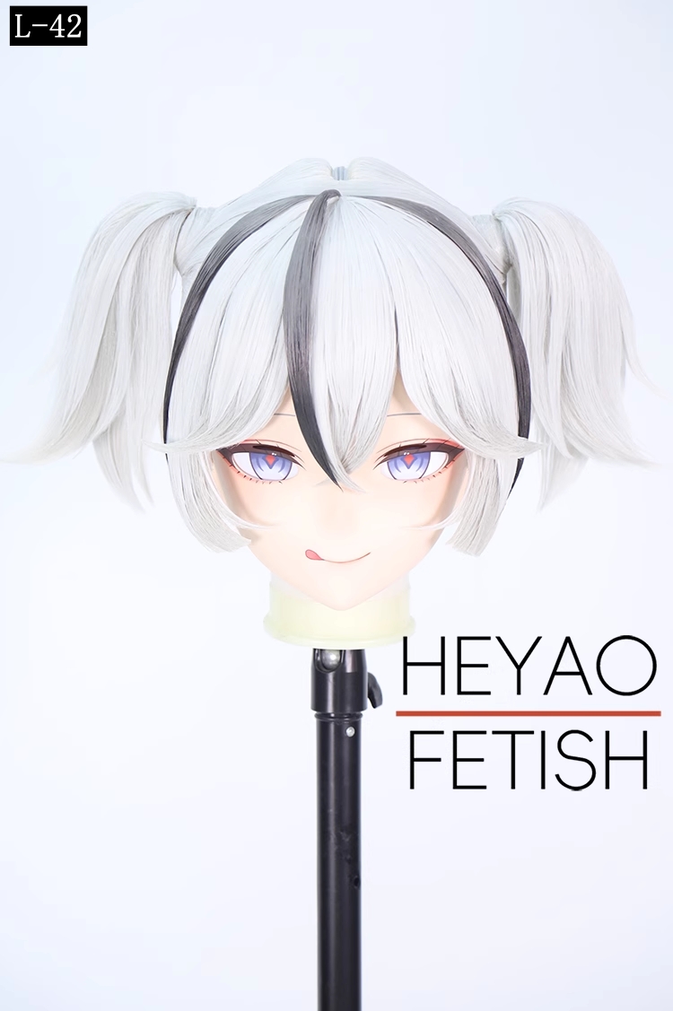 二次元美少女　フルヘッド着ぐるみマスク(L-41~L-50)　ウィッグときぐるみの一体型・後ろファスナーで着脱　高品質樹脂製　サイズオーダーメイド　ウィッグ付き全頭面　KIGURUMI変身　他のキャラクターもオーダーメイド可能　河妖工房製品　正規品保証　全国送料無料-3