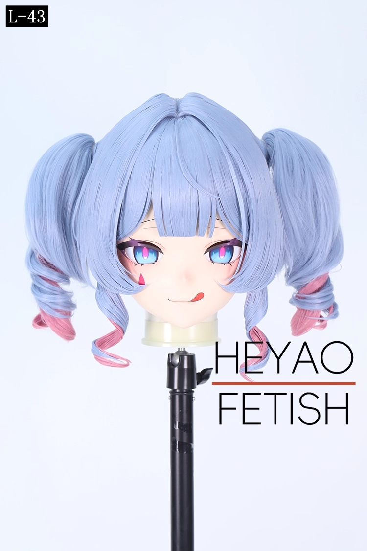 二次元美少女　フルヘッド着ぐるみマスク(L-41~L-50)　ウィッグときぐるみの一体型・後ろファスナーで着脱　高品質樹脂製　サイズオーダーメイド　ウィッグ付き全頭面　KIGURUMI変身　他のキャラクターもオーダーメイド可能　河妖工房製品　正規品保証　全国送料無料-5