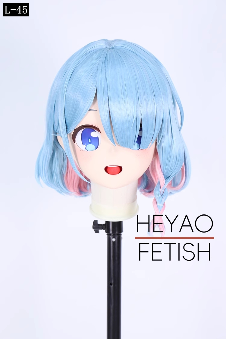 二次元美少女　フルヘッド着ぐるみマスク(L-41~L-50)　ウィッグときぐるみの一体型・後ろファスナーで着脱　高品質樹脂製　サイズオーダーメイド　ウィッグ付き全頭面　KIGURUMI変身　他のキャラクターもオーダーメイド可能　河妖工房製品　正規品保証　全国送料無料-9