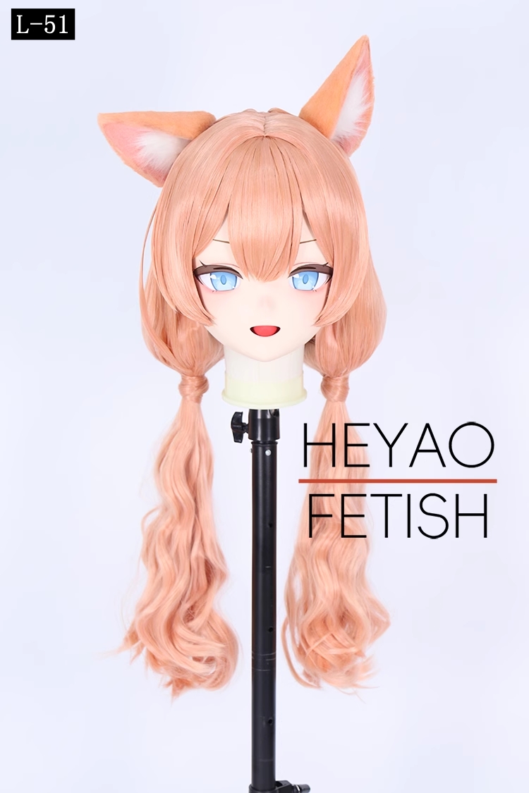 二次元美少女　フルヘッド着ぐるみマスク(L-51~L-60)　ウィッグときぐるみの一体型・後ろファスナーで着脱　高品質樹脂製　サイズオーダーメイド　ウィッグ付き全頭面　KIGURUMI変身　他のキャラクターもオーダーメイド可能　河妖工房製品　正規品保証　全国送料無料-1