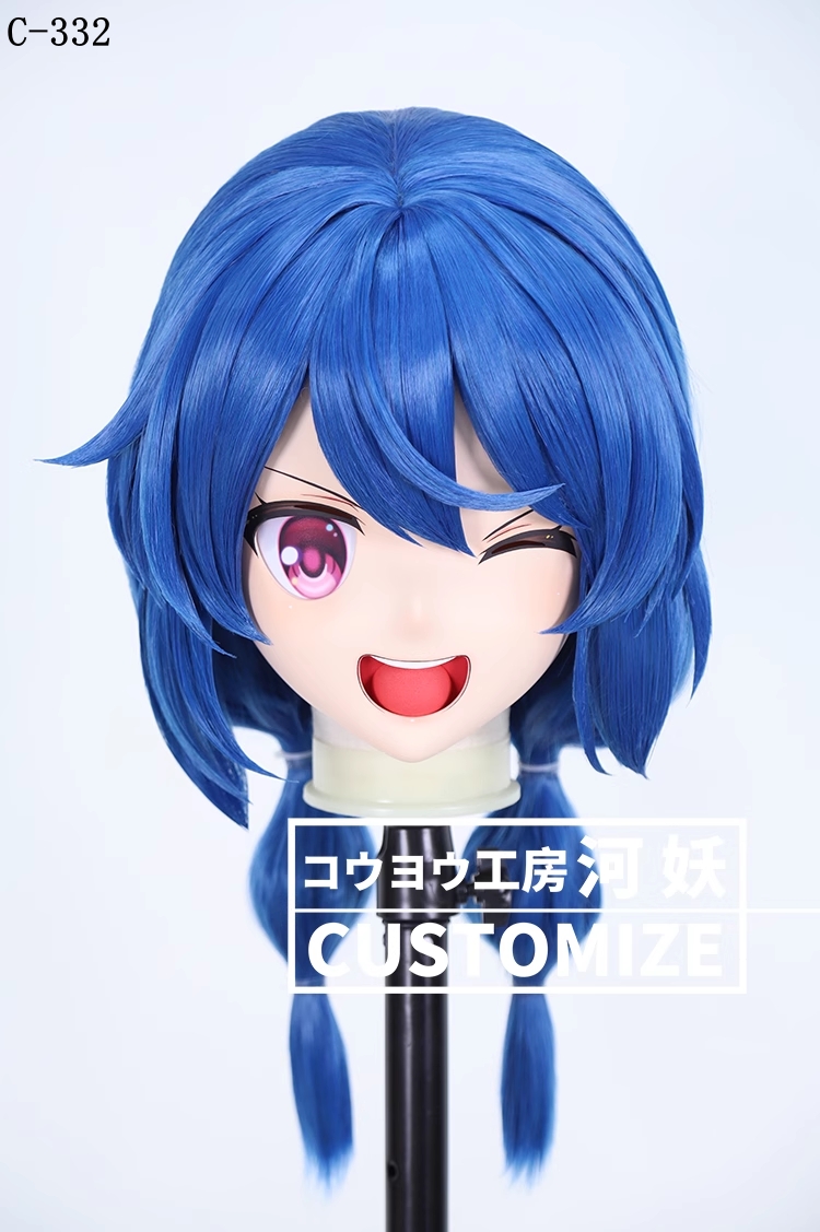 二次元美少女　鍵つき全頭面　KIGURUMIマスク(C-331~C-340)　通気孔付　高品質樹脂製　サイズオーダーメイド　フルヘッド　アニメマスク　河妖工房製品　正規品保証　全国送料無料-3