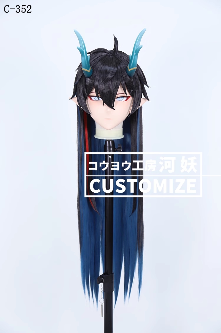二次元美少女　鍵つき全頭面　KIGURUMIマスク(C-351~C-360)　通気孔付　高品質樹脂製　サイズオーダーメイド　フルヘッド　アニメマスク　河妖工房製品　正規品保証　全国送料無料-3