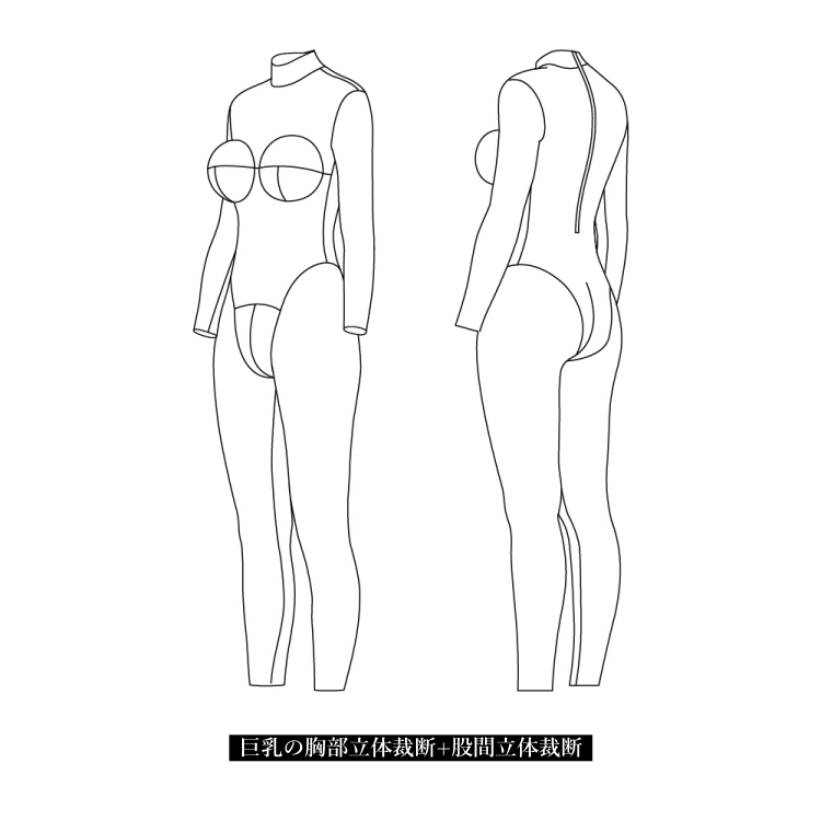 高品質　ラテックスキャットスーツCD002　厚さ0.4mm　サイズオーダーメイド　カラー選択可能　男女兼用　シリコンバスト利用可能　セクシーなフルボディスーツ　性転換　クロスドレスへお勧め-19