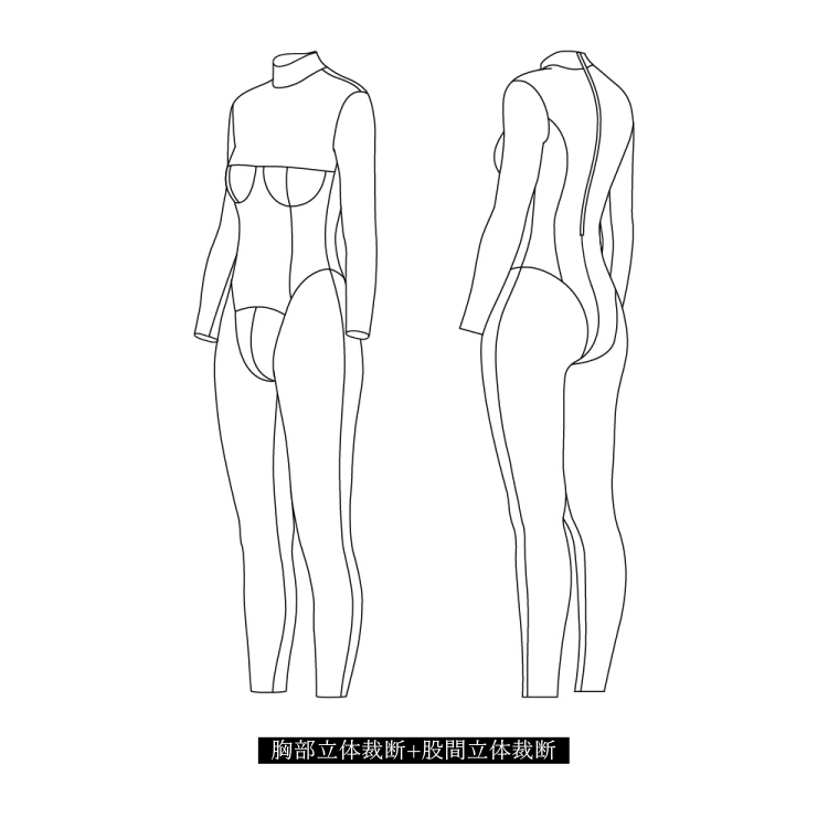 高品質　ラバーキャットスーツCD003　ラテックス　厚さ0.4mm　サイズオーダーメイド　カラー選択可能　男女兼用　シリコンバスト利用可能　セクシーなフルボディスーツ　性転換　クロスドレスへお勧め-16