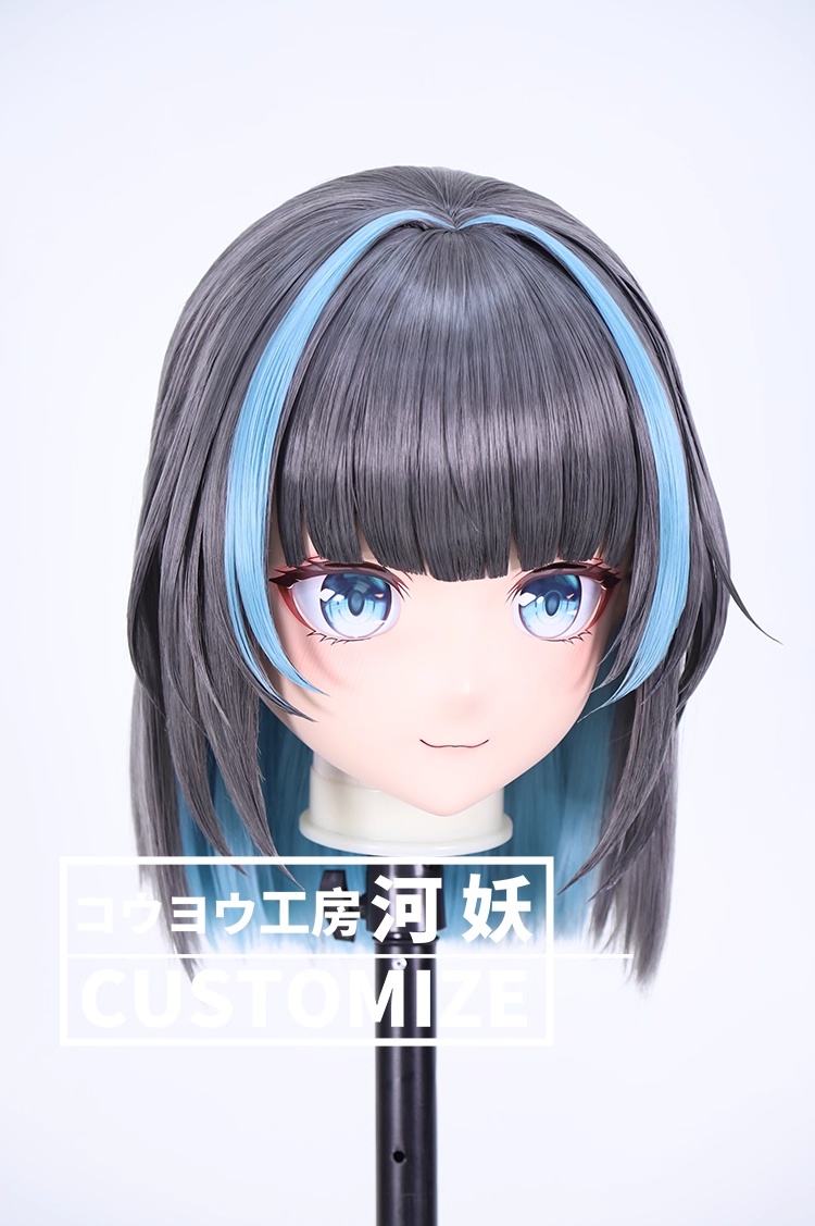 二次元美少女　鍵つき全頭面　KIGURUMIマスク(C-371~C-380)　通気孔付　高品質樹脂製　サイズオーダーメイド　フルヘッド　アニメマスク　河妖工房製品　正規品保証　全国送料無料-6