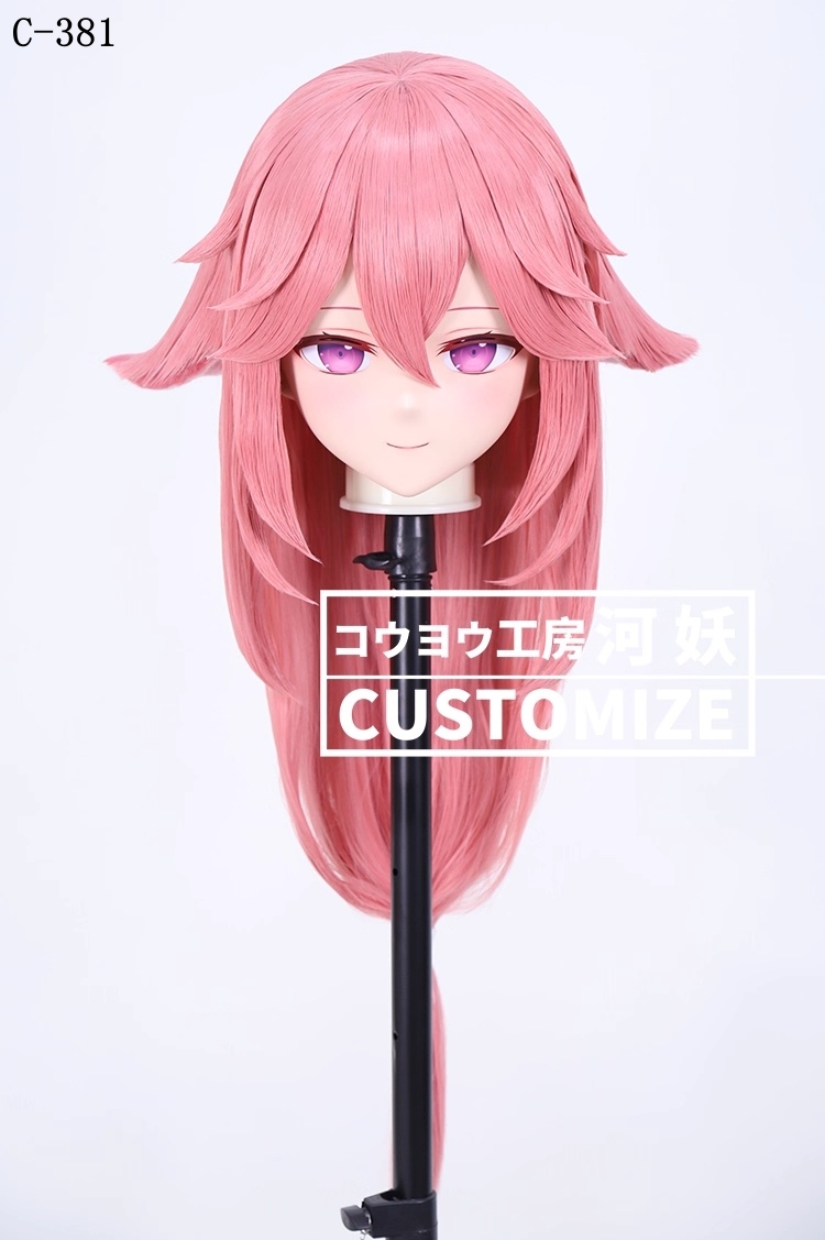 二次元美少女　鍵つき全頭面　KIGURUMIマスク(C-381~C-390)　通気孔付　高品質樹脂製　サイズオーダーメイド　フルヘッド　アニメマスク　河妖工房製品　正規品保証　全国送料無料-1