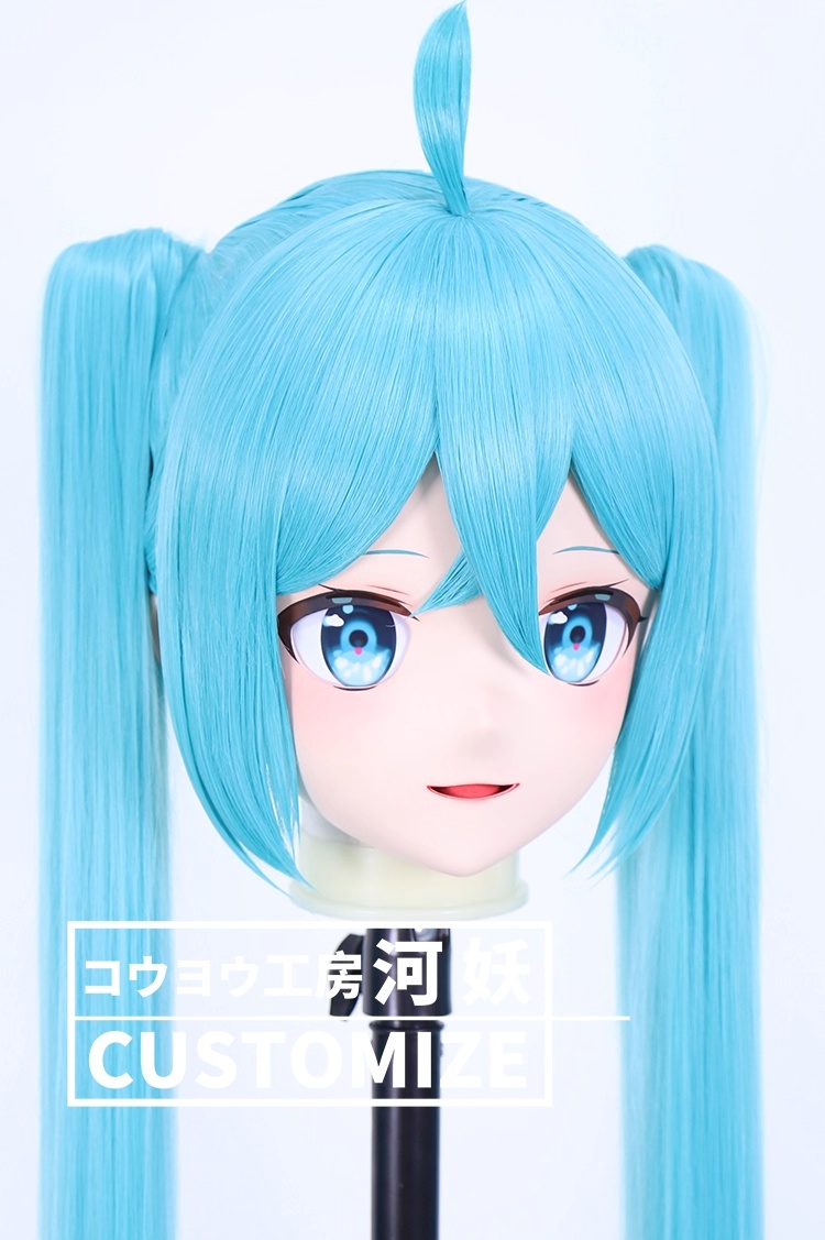 二次元美少女　鍵つき全頭面　KIGURUMIマスク(C-381~C-390)　通気孔付　高品質樹脂製　サイズオーダーメイド　フルヘッド　アニメマスク　河妖工房製品　正規品保証　全国送料無料-4