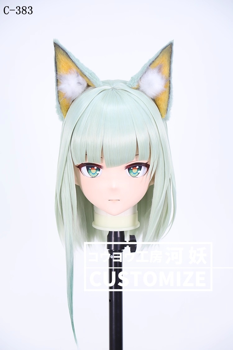 二次元美少女　鍵つき全頭面　KIGURUMIマスク(C-381~C-390)　通気孔付　高品質樹脂製　サイズオーダーメイド　フルヘッド　アニメマスク　河妖工房製品　正規品保証　全国送料無料-5