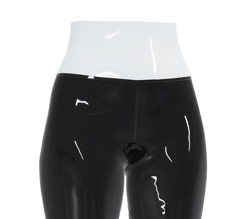セクシー　パンティストッキング　ハイウエスト　ブラック&ホワイト　ラテックス制　厚さ0.4mm　サイズオーダーメイド　カラー変更可能-5