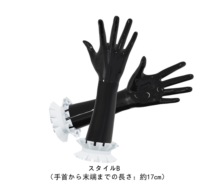 ブラック＆ホワイト　ラテックス手袋　パイピング　カラー変更可能　サイズオーダーメイド-5
