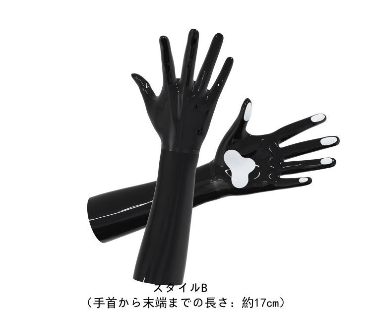 ネコさんの爪　ブラック＆ホワイト　ラテックス手袋　カラー変更可能　サイズオーダーメイド-4