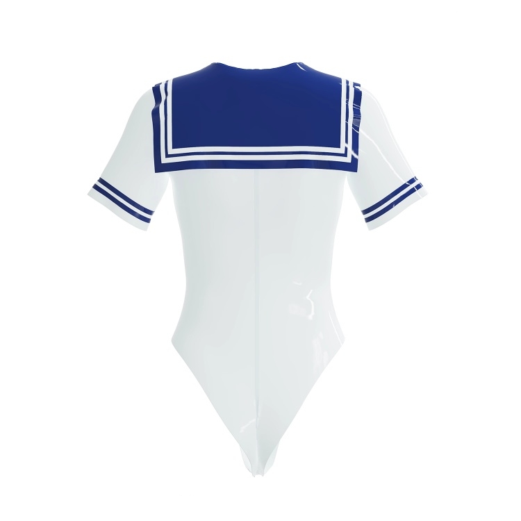 セーラー服　水着　ラテックス素材　厚さ0.4mm　蝶結び付き　背中ファスナー付き／ファスナー無し　サイズオーダーメイド　カラー変更可能　男女兼用-4