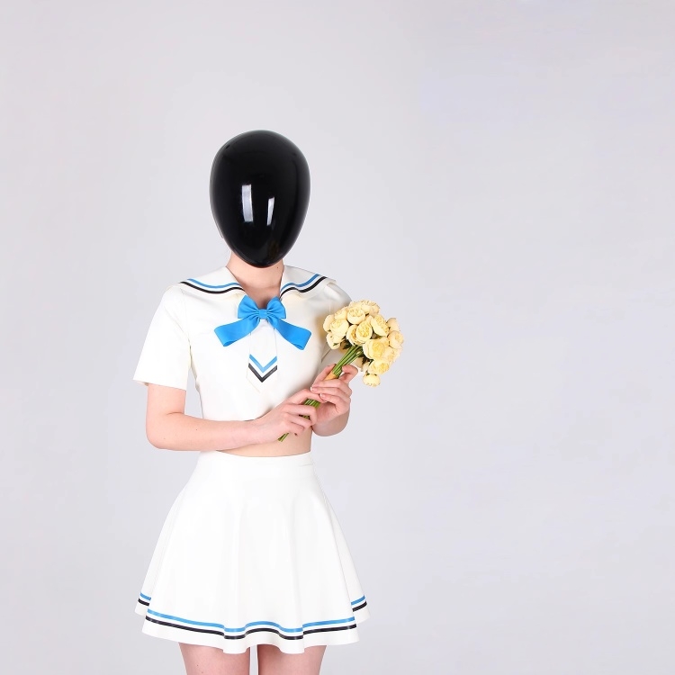 JK制服　半袖　セーラー服　上下セット ラテックス素材　厚さ0.4mm　ファスナー無し　コスプレ衣装　サイズオーダーメイド　カラー変更可能-1
