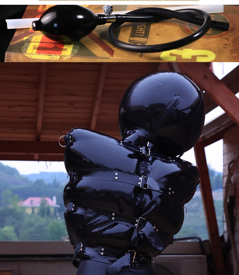 ケムシ型　エアー服&エアーマスク　ラテックス二重設計　内外層厚さ0.4MM　リモコン付き電動エアーポンプセット-9