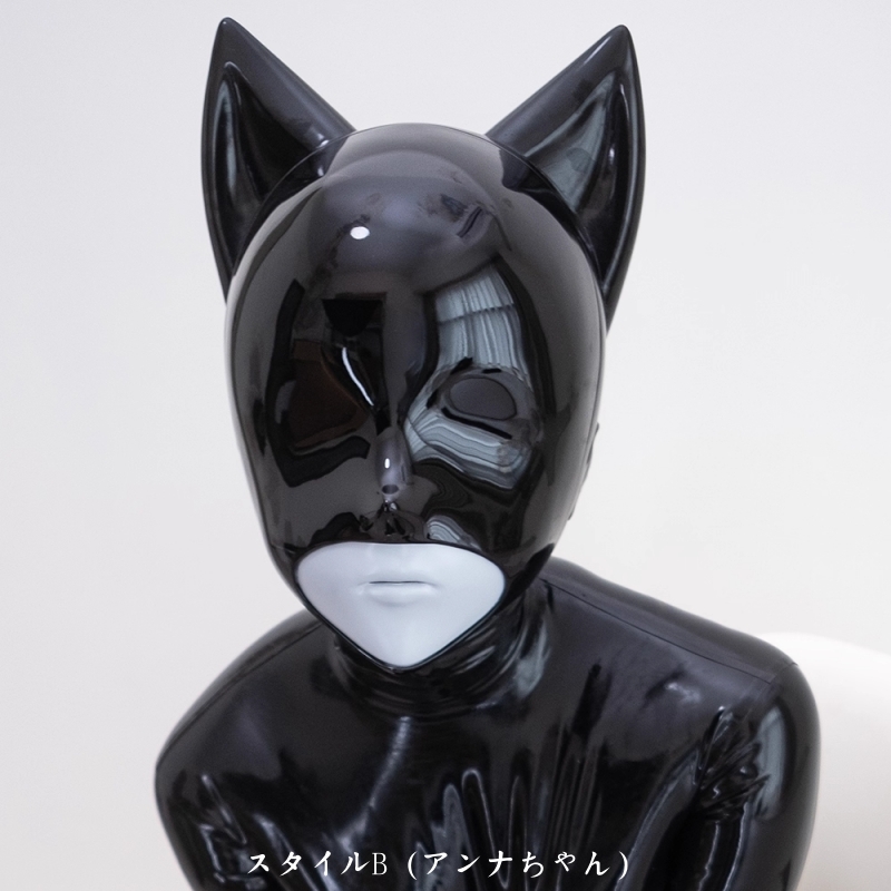 猫娘双子姉妹　可愛い小夢ちゃん＆アンナちゃん　フルヘッド　着ぐるみマスク　高品質　猫顔全頭マスク　ラテックススーツとの組み合わせをお勧め　男女兼用-4