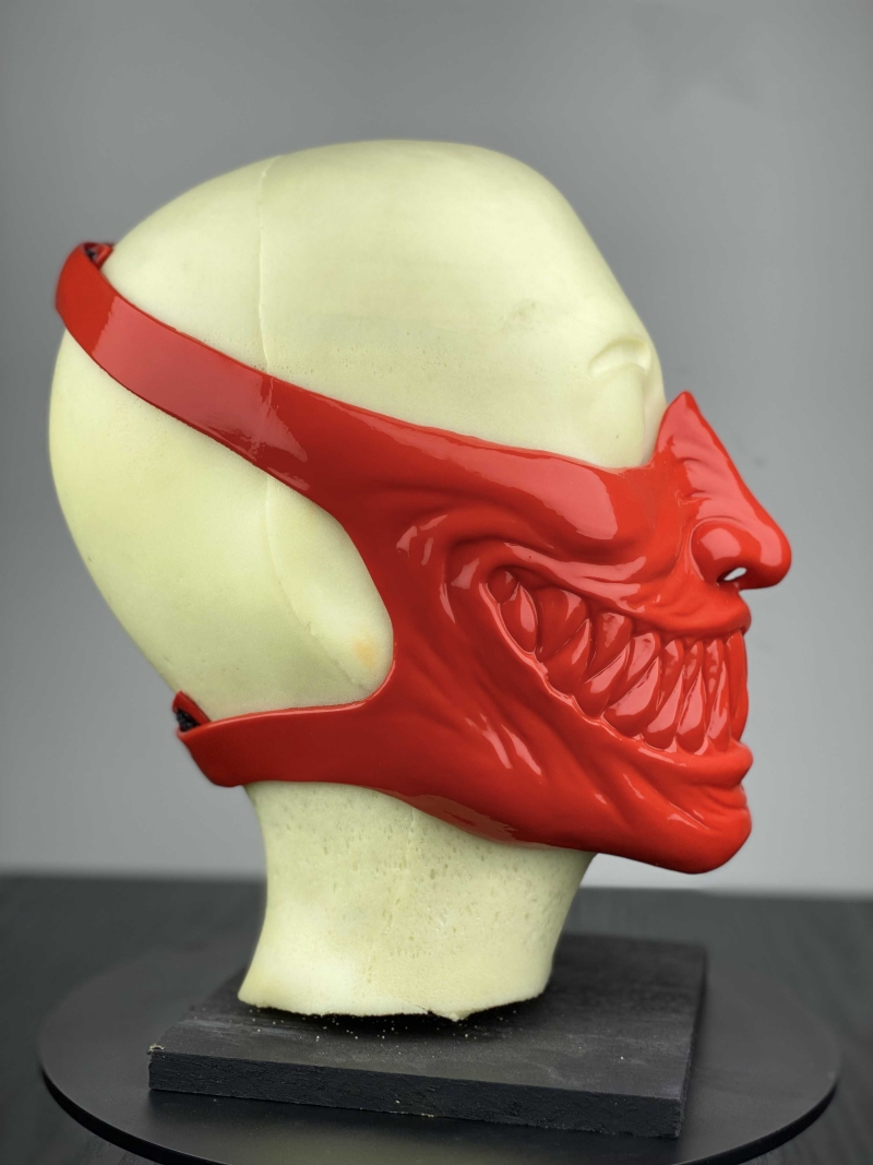 羅刹　悪魔マスク　レッド／ブラック　シリコン素材製　ハロウィン用品　コスプレ変装-7