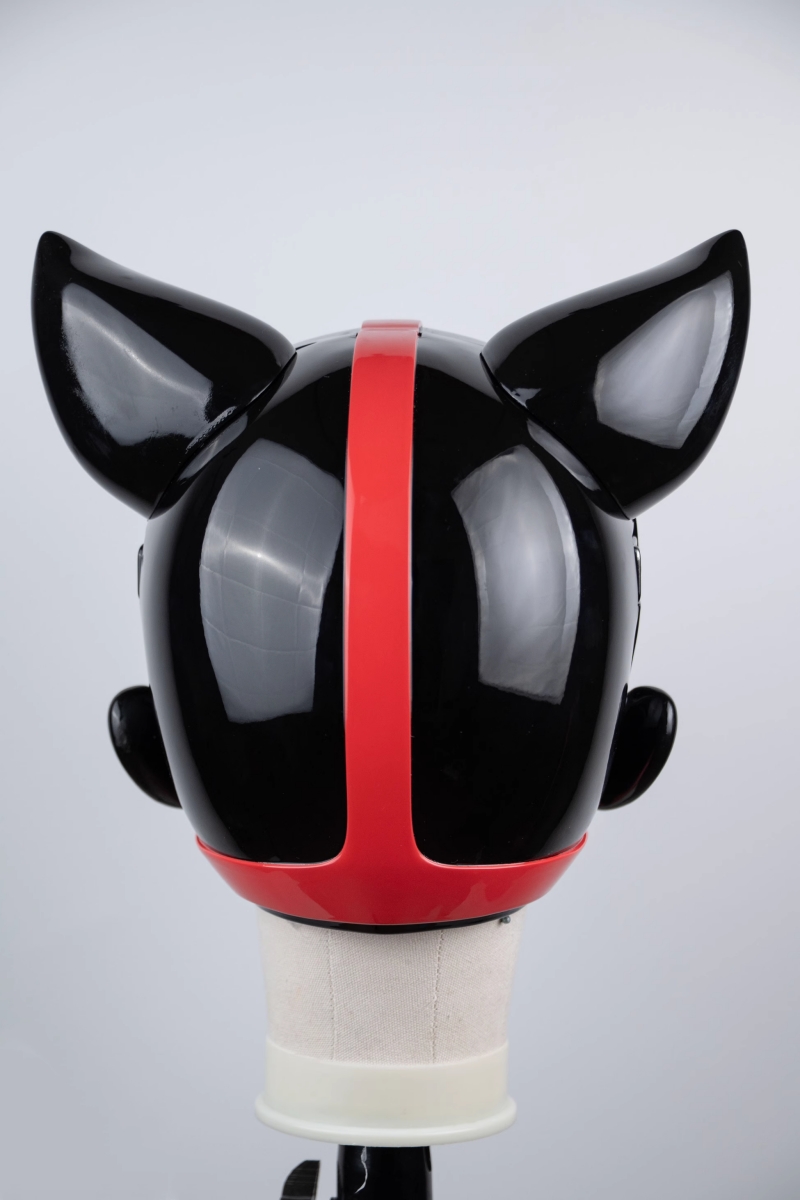 ネコ顔　着ぐるみマスク　口枷付き　猫娘　全頭マスク　猫耳が取り外し可能　ラテックススーツとの組み合わせをお勧め　男女兼用-3