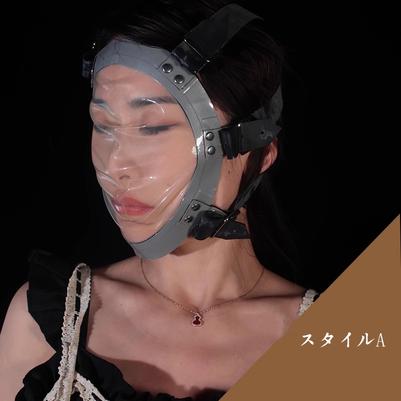 ラテックス製　マスク　厚さ0.4mm　窒息プレイ用品　サイズ調節可能-2