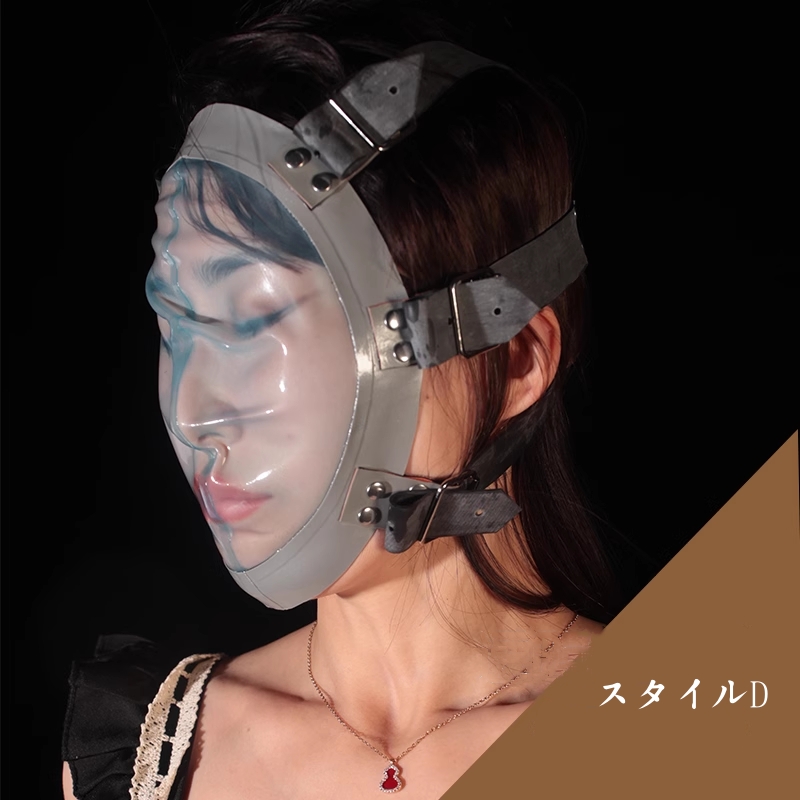 ラテックス製　マスク　厚さ0.4mm　窒息プレイ用品　サイズ調節可能-5