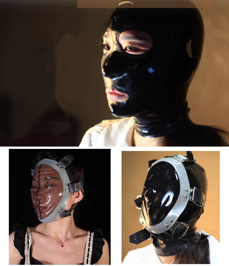 ラテックス製　マスク　厚さ0.4mm　窒息プレイ用品　サイズ調節可能-10
