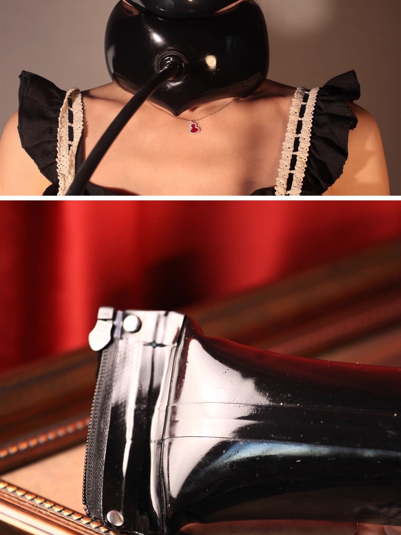 ラテックス製充気式首輪　厚さ0.4mm　調節可能ロータリーバルブ　窒息ゲーム　SMプレイ用-3