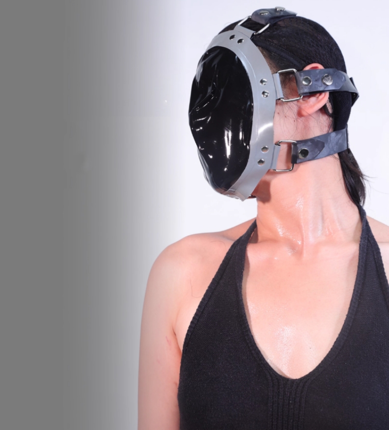 ラテックス製　マスク　厚さ0.4mm　窒息プレイ用品　サイズ調節可能-1