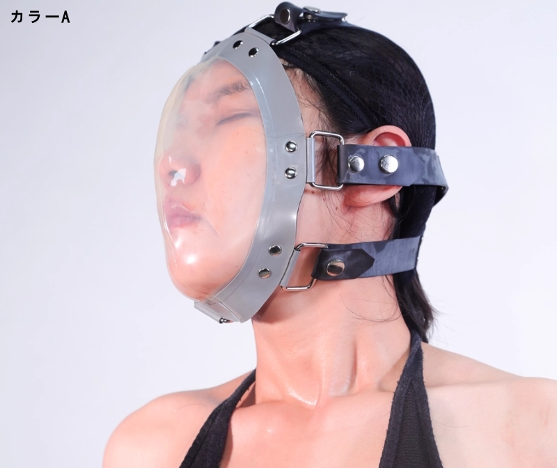 ラテックス製　マスク　厚さ0.4mm　窒息プレイ用品　サイズ調節可能-2