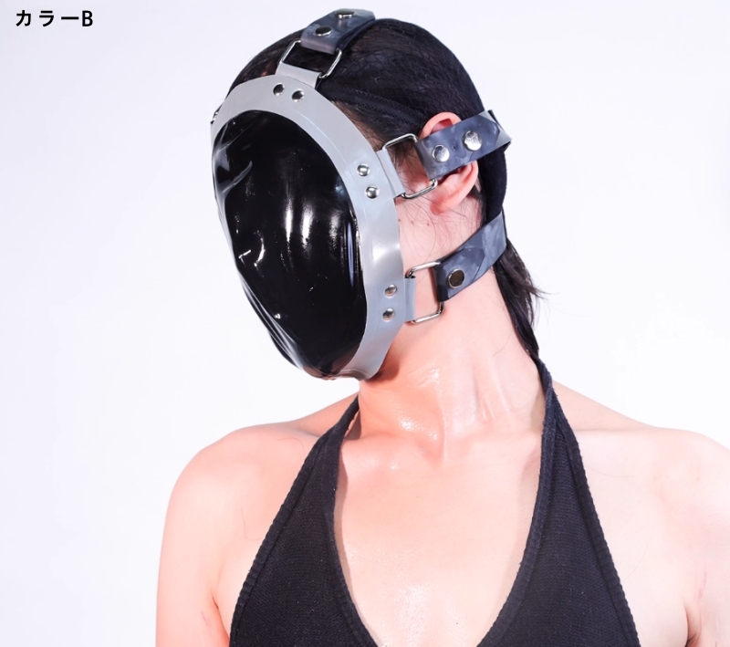 ラテックス製　マスク　厚さ0.4mm　窒息プレイ用品　サイズ調節可能-3