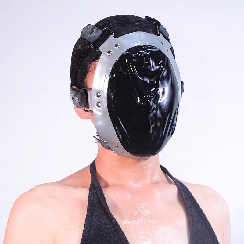 ラテックス製　マスク　厚さ0.4mm　窒息プレイ用品　サイズ調節可能-4