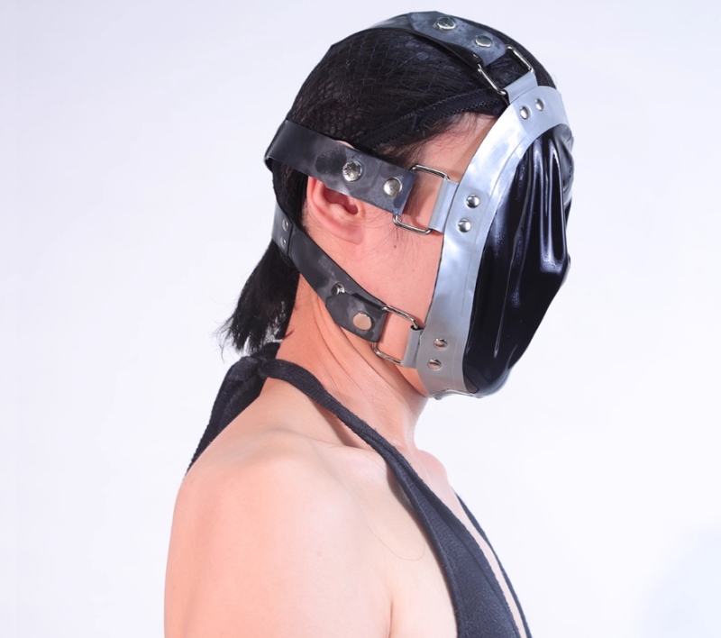 ラテックス製　マスク　厚さ0.4mm　窒息プレイ用品　サイズ調節可能-5