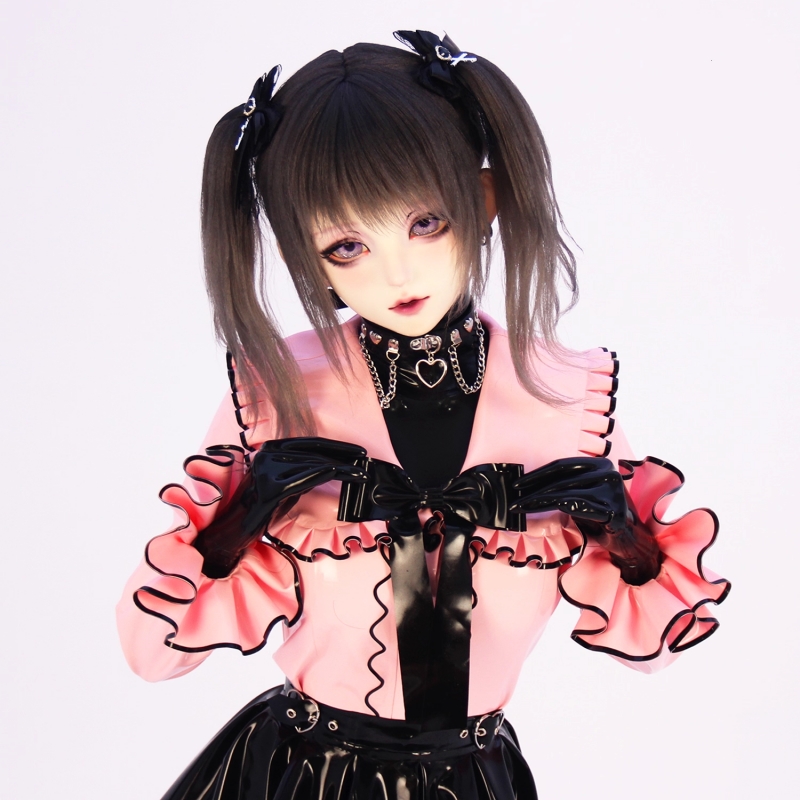 【大人気】超可愛いシャツ&スカートセット このセットアップは、キュートな初々しさが感じられ、まるで新たに芽生えたばかりの可愛さです!蝶結び付き 高品質ラテックス製 ブラック&ピンク 厚さ0.4mm サイズオーダーメイド カラー変更可能-4 【大人気】超可愛いシャツ&スカートセット このセットアップは、キュートな初々しさが感じられ、まるで新たに芽生えたばかりの可愛さです!蝶結び付き 高品質ラテックス製 ブラック&ピンク 厚さ0.4mm サイズオーダーメイド カラー変更可能-4