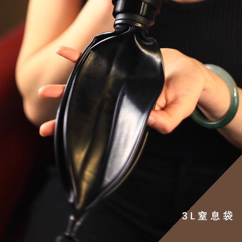 ラテックス製ガスマスク　厚さ0.4mm　リモコン付き充電式呼吸コントローラー/匂いのある物を入れるためのボックス/3L窒息袋が選択可能　リモコン遠隔操作＆一人使用可能　窒息ゲーム　SMプレイ用-3