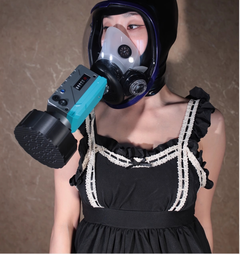 ラテックス製ガスマスク　厚さ0.4mm　リモコン付き充電式呼吸コントローラー/匂いのある物を入れるためのボックス/3L窒息袋が選択可能　リモコン遠隔操作＆一人使用可能　窒息ゲーム　SMプレイ用-12