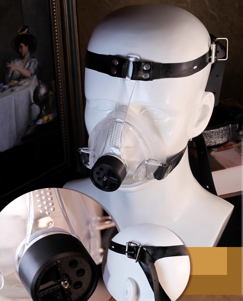 呼吸制御用マスク　窒息ゲーム　SMプレイ　男女兼用　サイズ調節可能-1