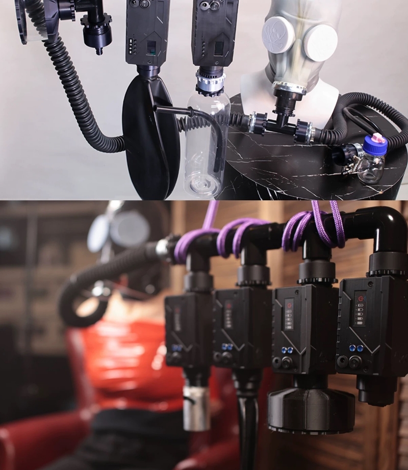 呼吸制御　リモコン付き充電式呼吸コントローラー　ガスマスク/R瓶/匂いのある物を入れるためのボックス/窒息袋と組み合わせてご利用可能　リモコン遠隔操作＆一人使用可能　窒息ゲーム　SMプレイ用-17