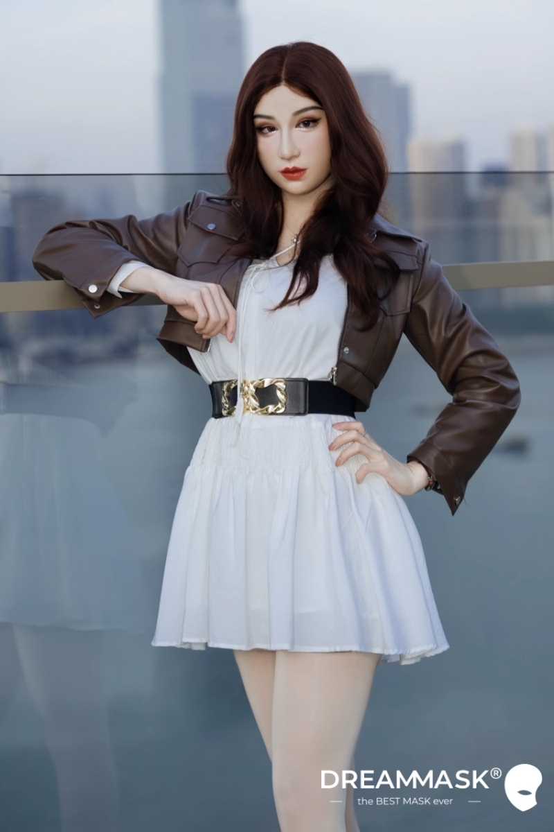 M32＋「Rosina ロージーナ」　PLUS＋版　医療用シリコン素材製　高品質　フールヘッド／上胸付き　アジア美人顔　眉毛植毛　ノーマルメイク/ビューティーメイク　超リアル　フィット感のすごいフィメールマスク　正規品保証　全国送料無料-16