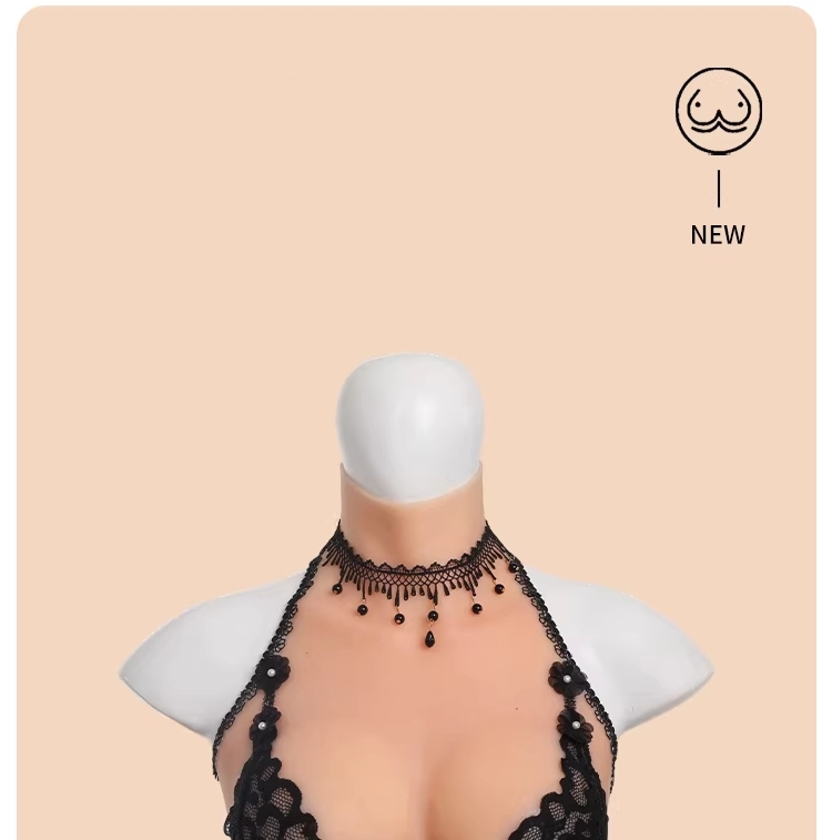新品登場!!　Cカップ　美乳　レースブラと人工乳房が一体化したシリコンバスト　高弾性綿／シリコン充填　女装変装新体験　コスプレ用おっぱい　女装グッズ-5