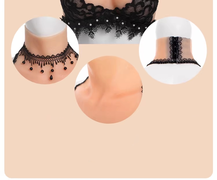 新品登場!!　Cカップ　美乳　レースブラと人工乳房が一体化したシリコンバスト　高弾性綿／シリコン充填　女装変装新体験　コスプレ用おっぱい　女装グッズ-6