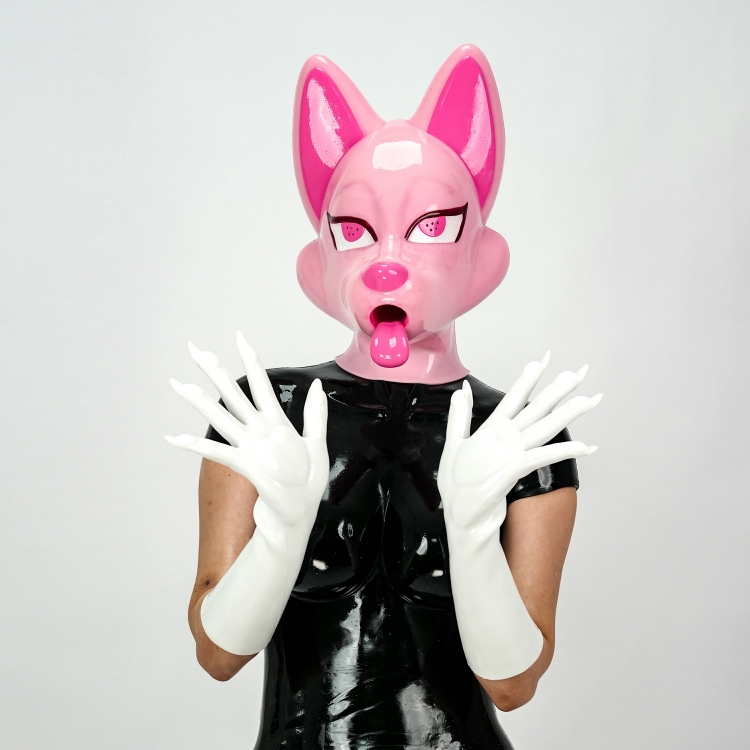 キツネマスク　シリコン素材製　コスプレ用マスク　男女兼用　動物変装グッズ-6