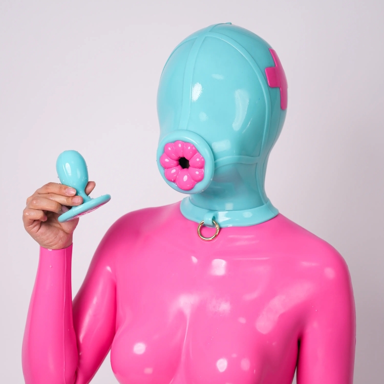 ナース全頭マスク　ギャグ付き　シリコン素材製　コスプレ用マスク　男女兼用-1