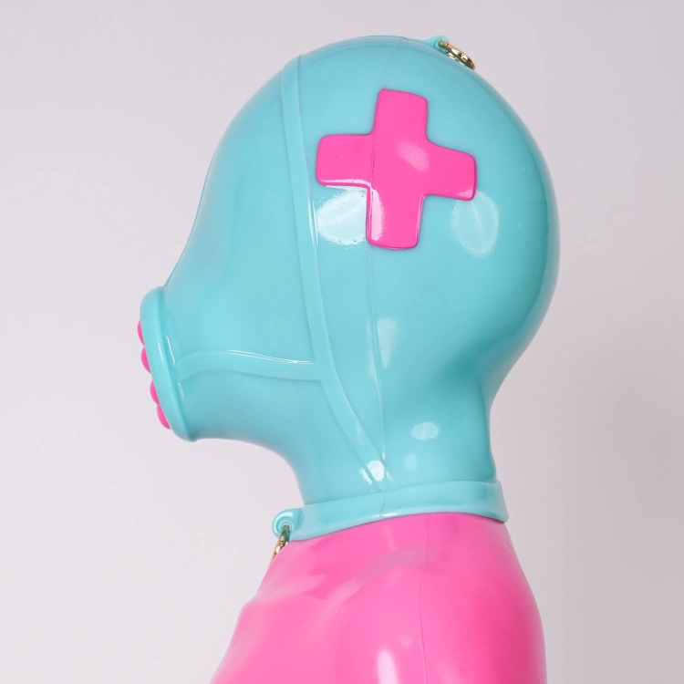 ナース全頭マスク　ギャグ付き　シリコン素材製　コスプレ用マスク　男女兼用-4