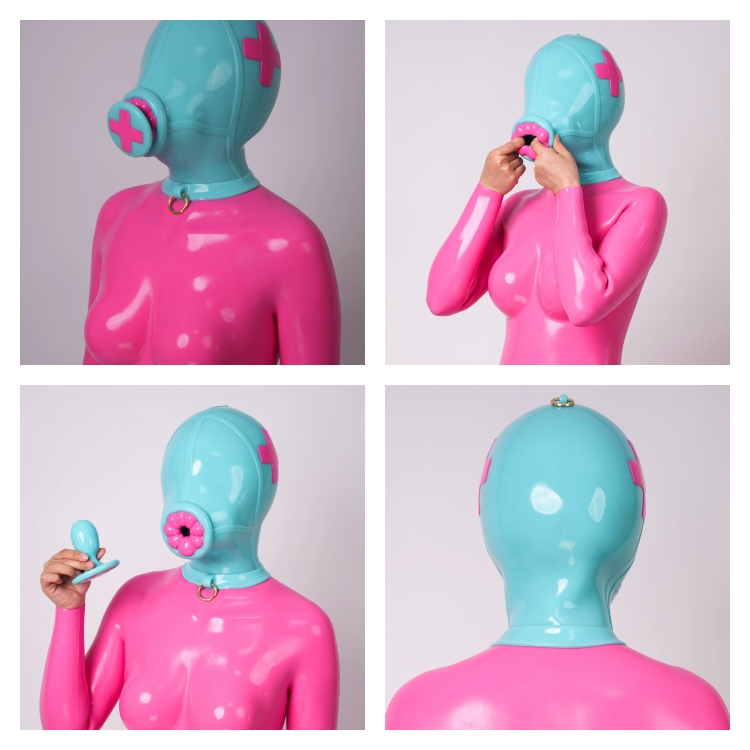 ナース全頭マスク　ギャグ付き　シリコン素材製　コスプレ用マスク　男女兼用-8