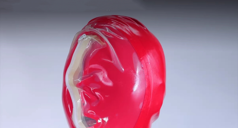 ラテックスマスク　二重設計　内外層厚さ0.4MM　前後にファスナー付き　男女兼用-2