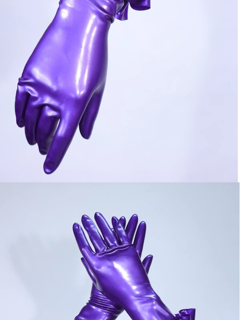 紫色　マスク＆手袋＆手首飾り＆目マスク＆口マスク5点セット　ラテックス素材　厚さ0.4mm-5