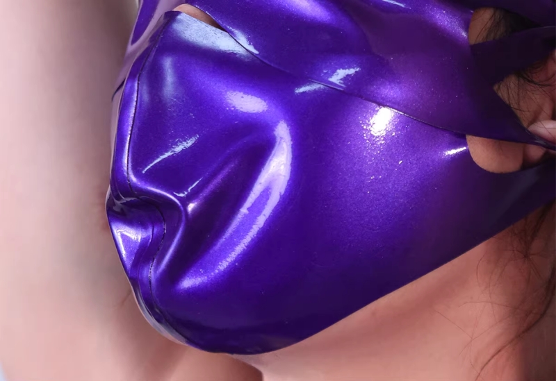 紫色　マスク＆手袋＆手首飾り＆目マスク＆口マスク5点セット　ラテックス素材　厚さ0.4mm-7