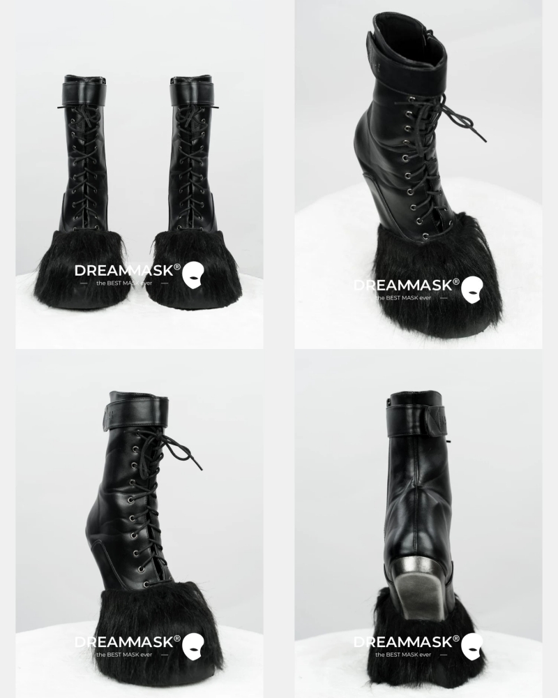 MF02ポニーコ　馬型フルヘッドマスク　ブラック/レッド　シリコン製　動物コスプレ-17