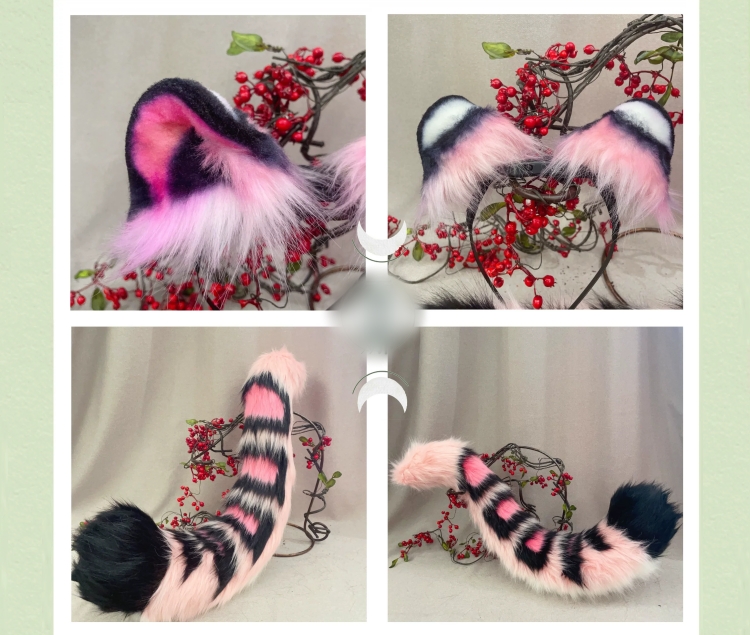 虎/豹　動物コスプレ　ヘアバンド/充填式電動ヘアバンド獣耳　マグネット・リボンテール/リモコン付き電動式獣尾　萌え　ふわふわ　ケモ耳　ケモシッポ　アニマル変装　高品質　手作り　イベント/ハロウイン/コスプレ小物-9