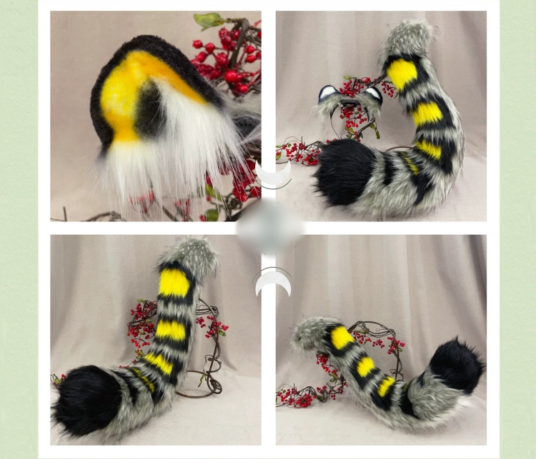 虎/豹　動物コスプレ　ヘアバンド/充填式電動ヘアバンド獣耳　マグネット・リボンテール/リモコン付き電動式獣尾　萌え　ふわふわ　ケモ耳　ケモシッポ　アニマル変装　高品質　手作り　イベント/ハロウイン/コスプレ小物-3