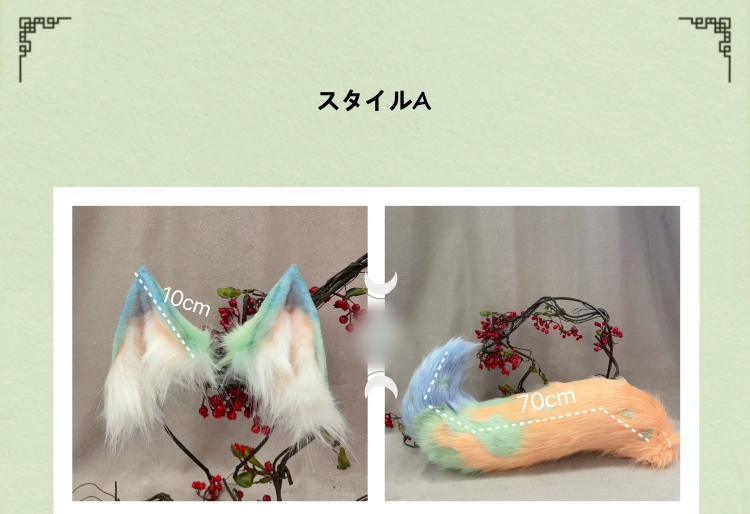 狼オオカミ　動物コスプレ　ヘアバンド/充填式電動ヘアバンド獣耳　マグネット・リボンテール/リモコン付き電動式獣尾　萌え　ふわふわ　ケモ耳　ケモシッポ　アニマル変装　高品質　手作り　イベント/ハロウイン/コスプレ小物-2